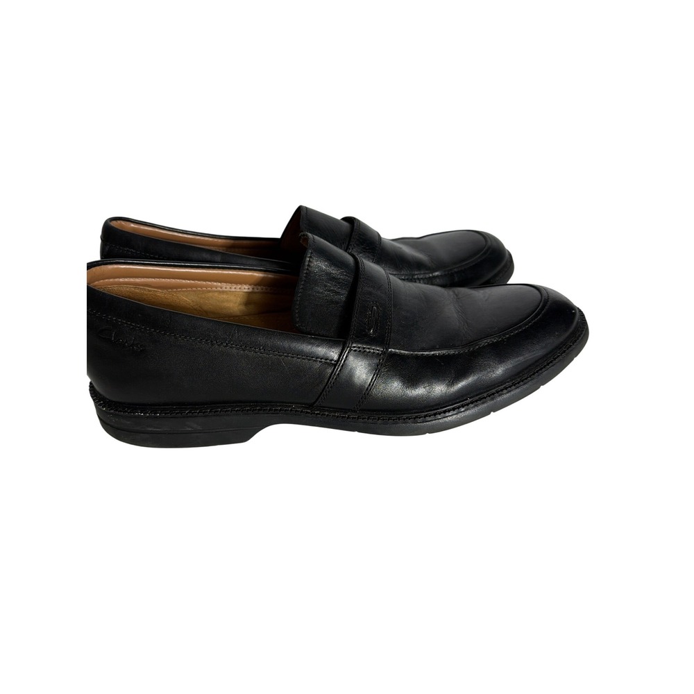Clarks Mens Monmart Limit Black Leather‎ Penny Loafers Shoes 12M 26068131